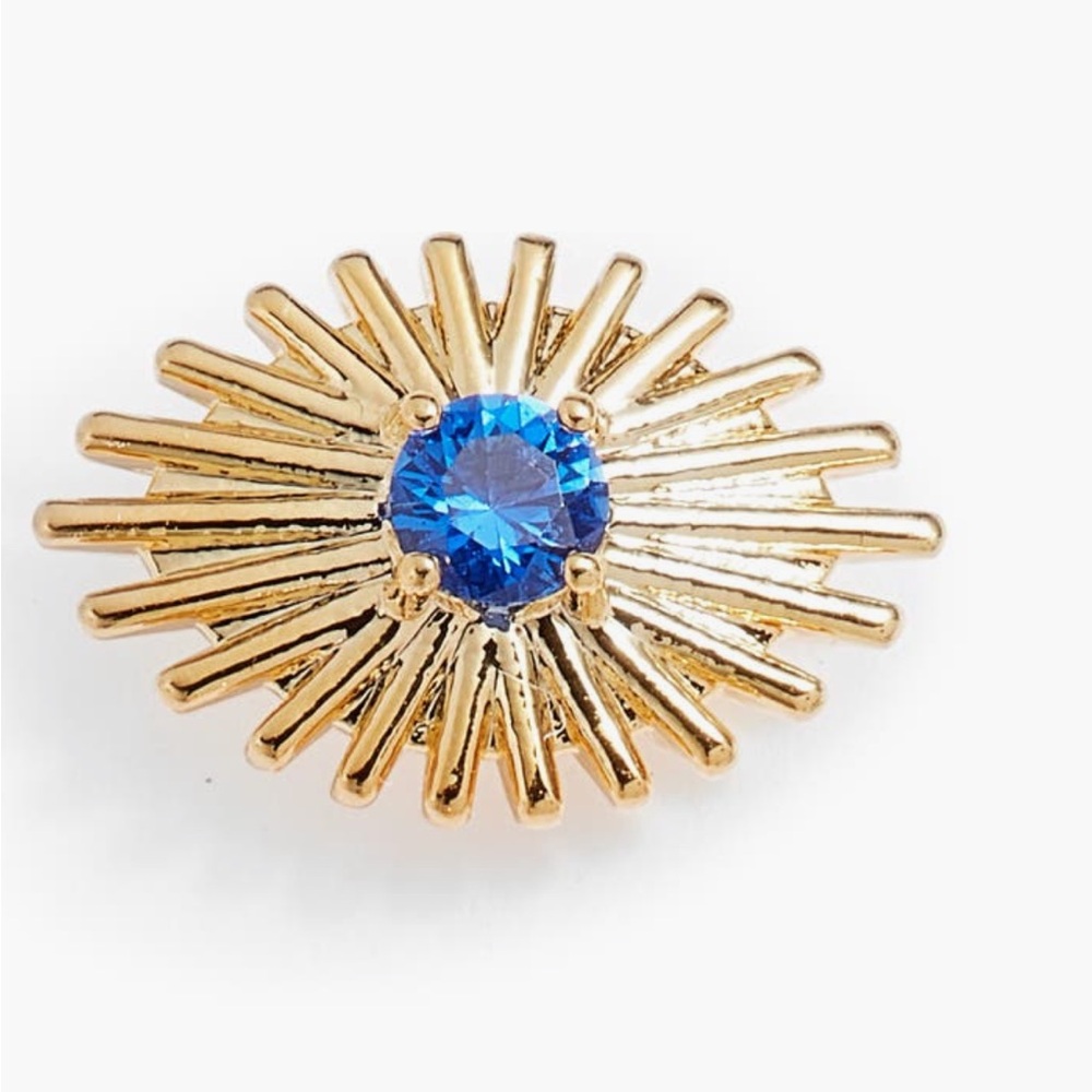 NORDSTROM Evil Eye Earrings Gold Studs with Blue Center Stone NIB - Picture 4 of 4